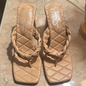 Jessica Simpson Beige Quilted Braided Heels